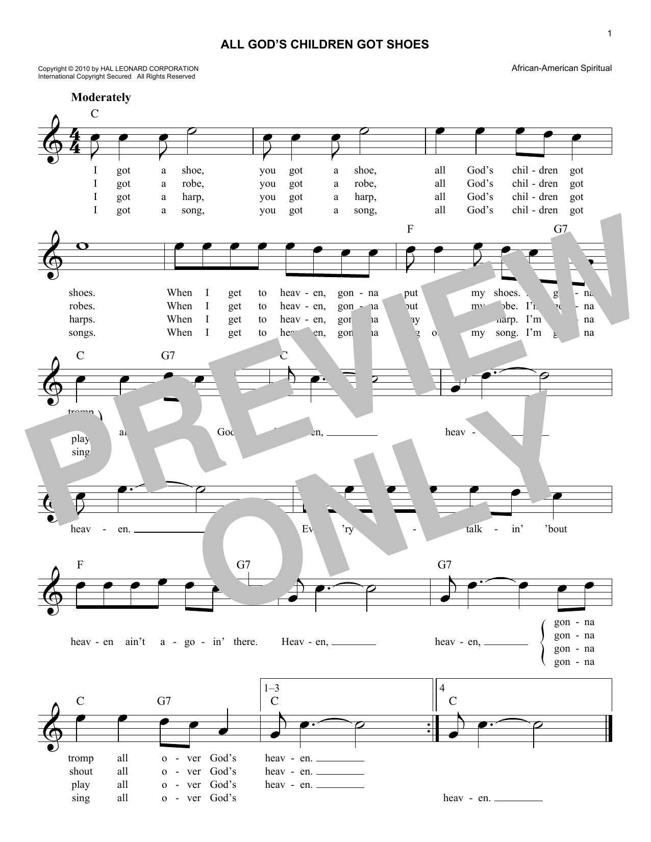 Learn to play Spiritual All God's Children Got Shoes sheet music for Easy Lead Sheet / Fake Book in minutes. Price: 5.9900$ Spiritual All God's Children Got Shoes sheet music notes and chords arranged for Easy Lead Sheet / Fake Book