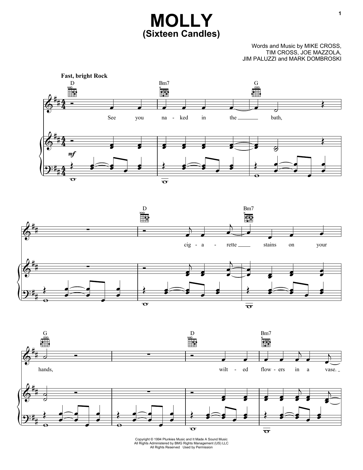 Learn to play Sponge Molly (Sixteen Candles) sheet music for Piano, Vocal & Guitar Chords (Right-Hand Melody) in minutes. Price: 7.8900$ Sponge Molly (Sixteen Candles) sheet music notes and chords arranged for Piano, Vocal & Guitar Chords (Right-Hand Melody)