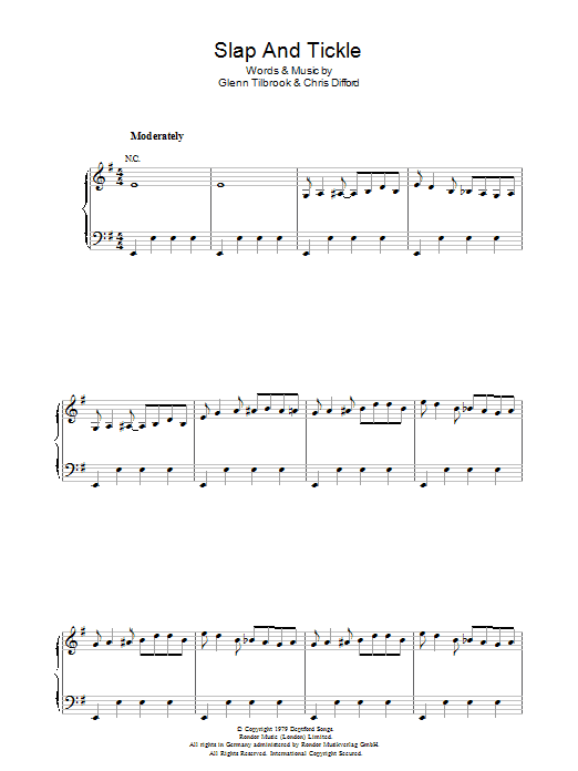 Squeeze Slap And Tickle sheet music notes and chords. Download Printable PDF.