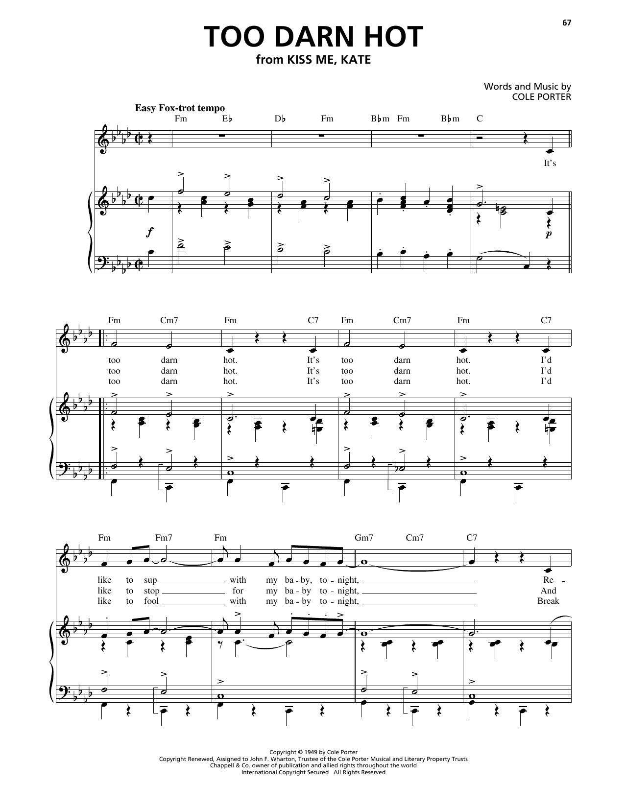 Stacey Kent Too Darn Hot From Kiss Me Kate Sheet Music And Chords For Piano Vocal And Guitar 9481