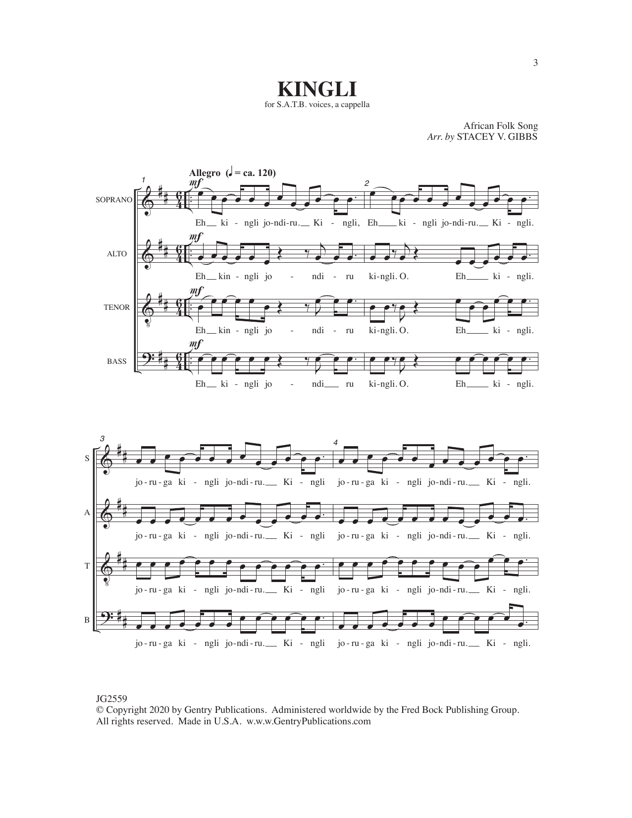 Stacey Gibbs Kingli sheet music notes and chords. Download Printable PDF.