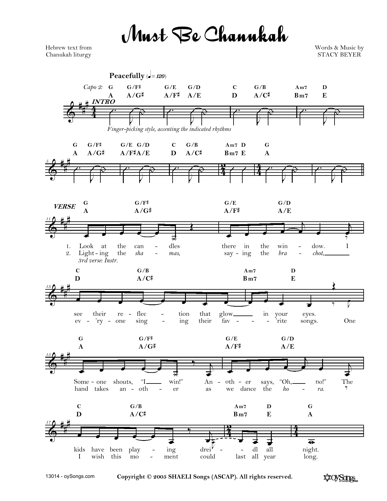 Stacy Beyer Must Be Chanukah sheet music notes and chords. Download Printable PDF.