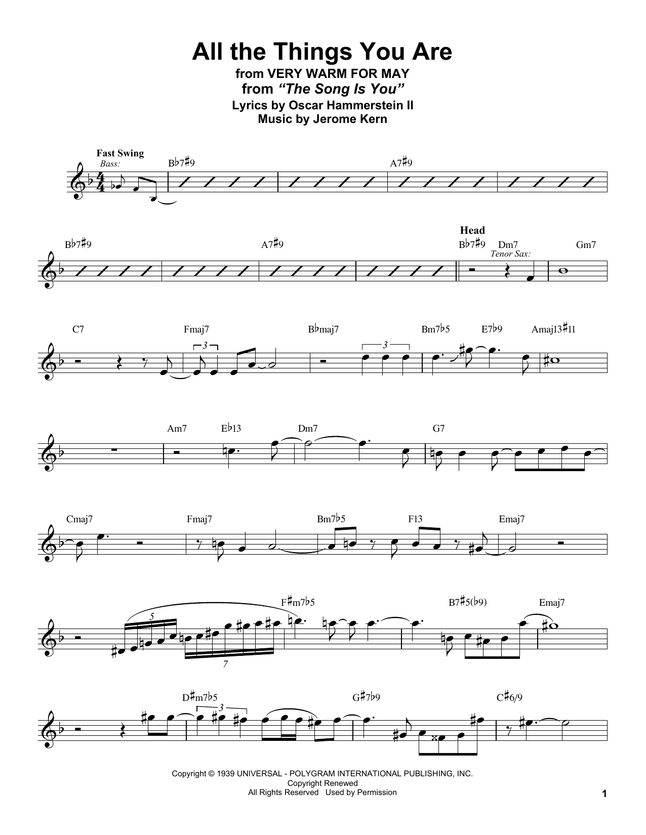 Learn to play Stan Getz All The Things You Are (from Very Warm For May) sheet music for Alto Sax Transcription in minutes. Price: 6.9900$ Stan Getz All The Things You Are (from Very Warm For May) sheet music notes and chords arranged for Alto Sax Transcription