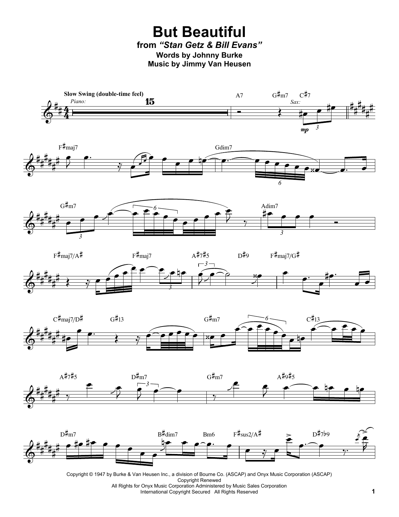 Stan Getz But Beautiful sheet music notes and chords. Download Printable PDF.