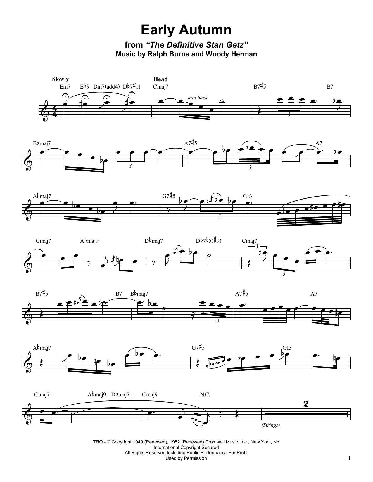 Stan Getz Early Autumn sheet music notes and chords. Download Printable PDF.