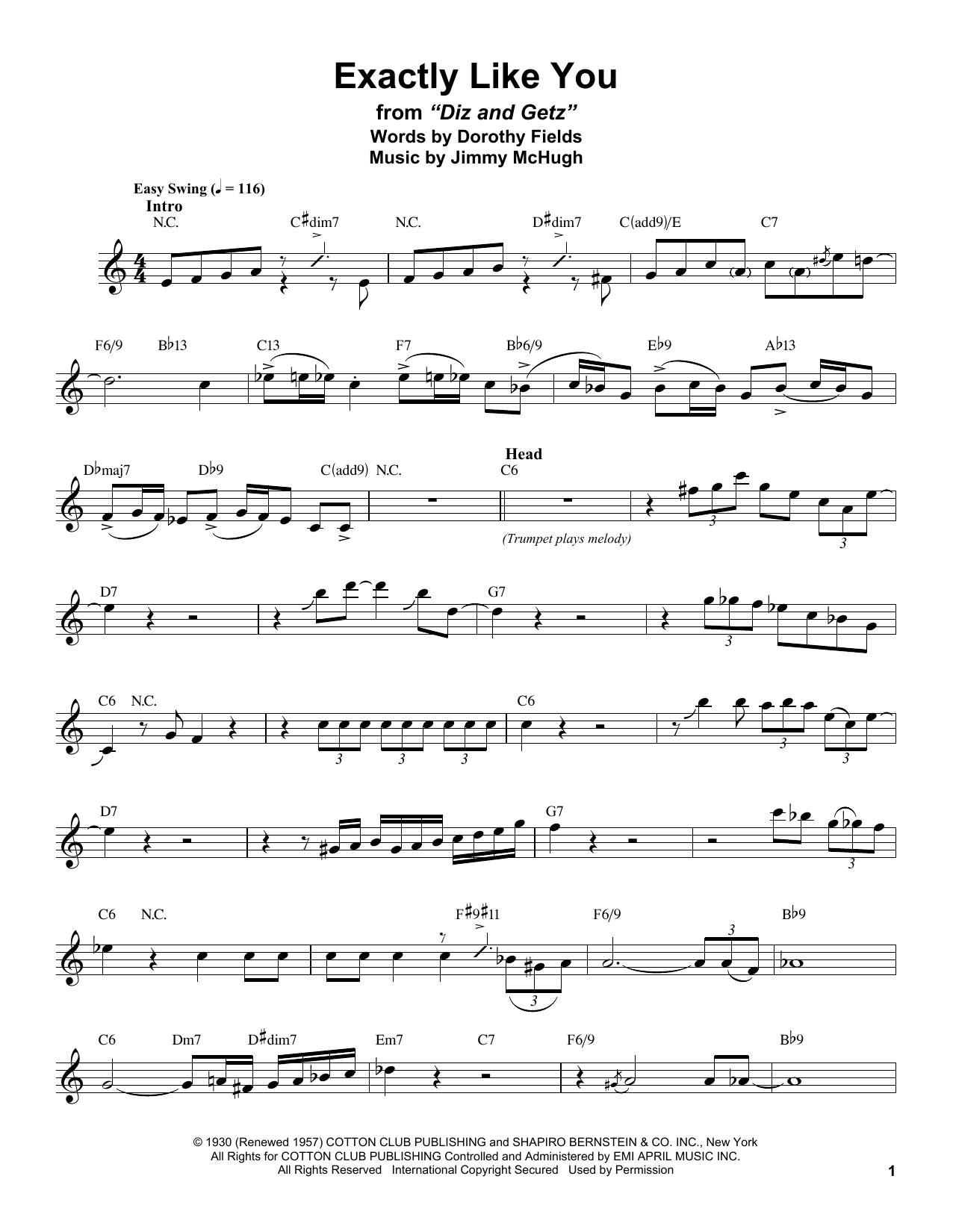 Stan Getz Exactly Like You sheet music notes and chords. Download Printable PDF.