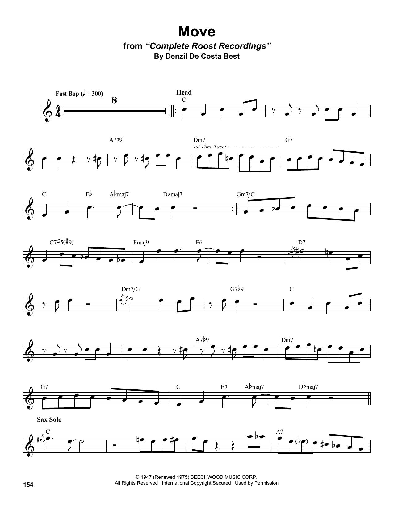 Stan Getz Move sheet music notes and chords. Download Printable PDF.