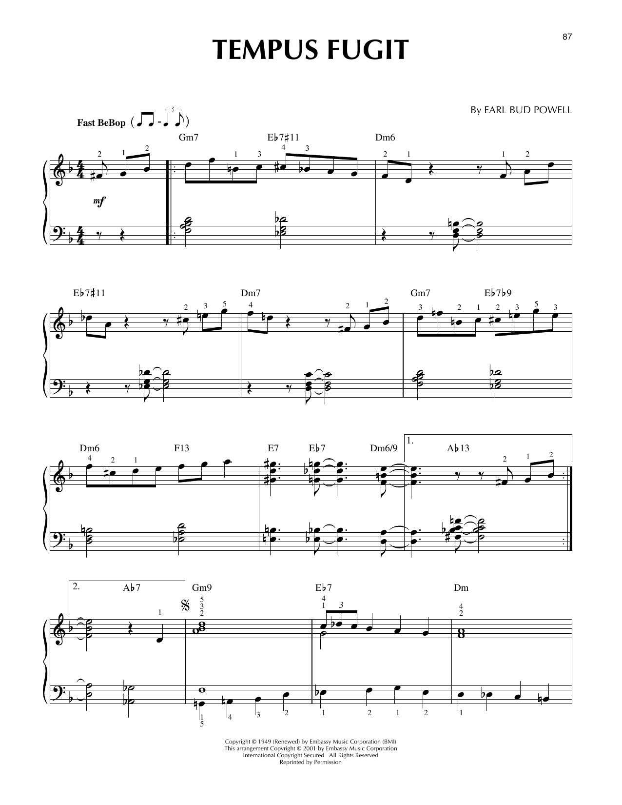 Stan Getz Tempus Fugit sheet music notes and chords. Download Printable PDF.