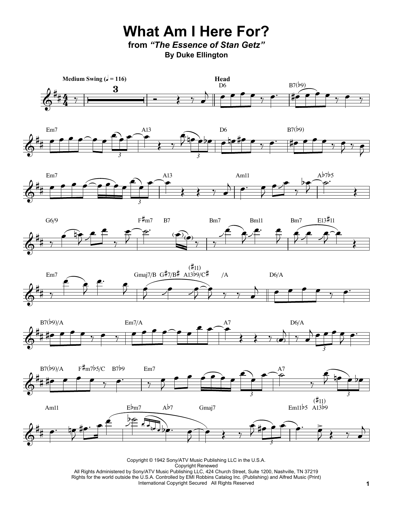 Learn to play Stan Getz What Am I Here For? sheet music for Alto Sax Transcription in minutes. Price: 6.9900$ Stan Getz What Am I Here For? sheet music notes and chords arranged for Alto Sax Transcription