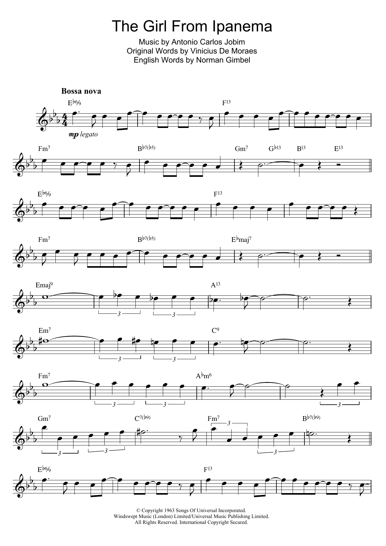 Learn to play Antonio Carlos Jobim The Girl From Ipanema sheet music for Flute Solo in minutes. Price: 4.4900$ Antonio Carlos Jobim The Girl From Ipanema sheet music notes and chords arranged for Flute Solo