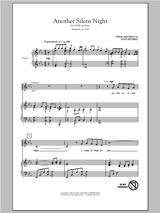 Stan Pethel Another Silent Night sheet music notes and chords. Download Printable PDF.