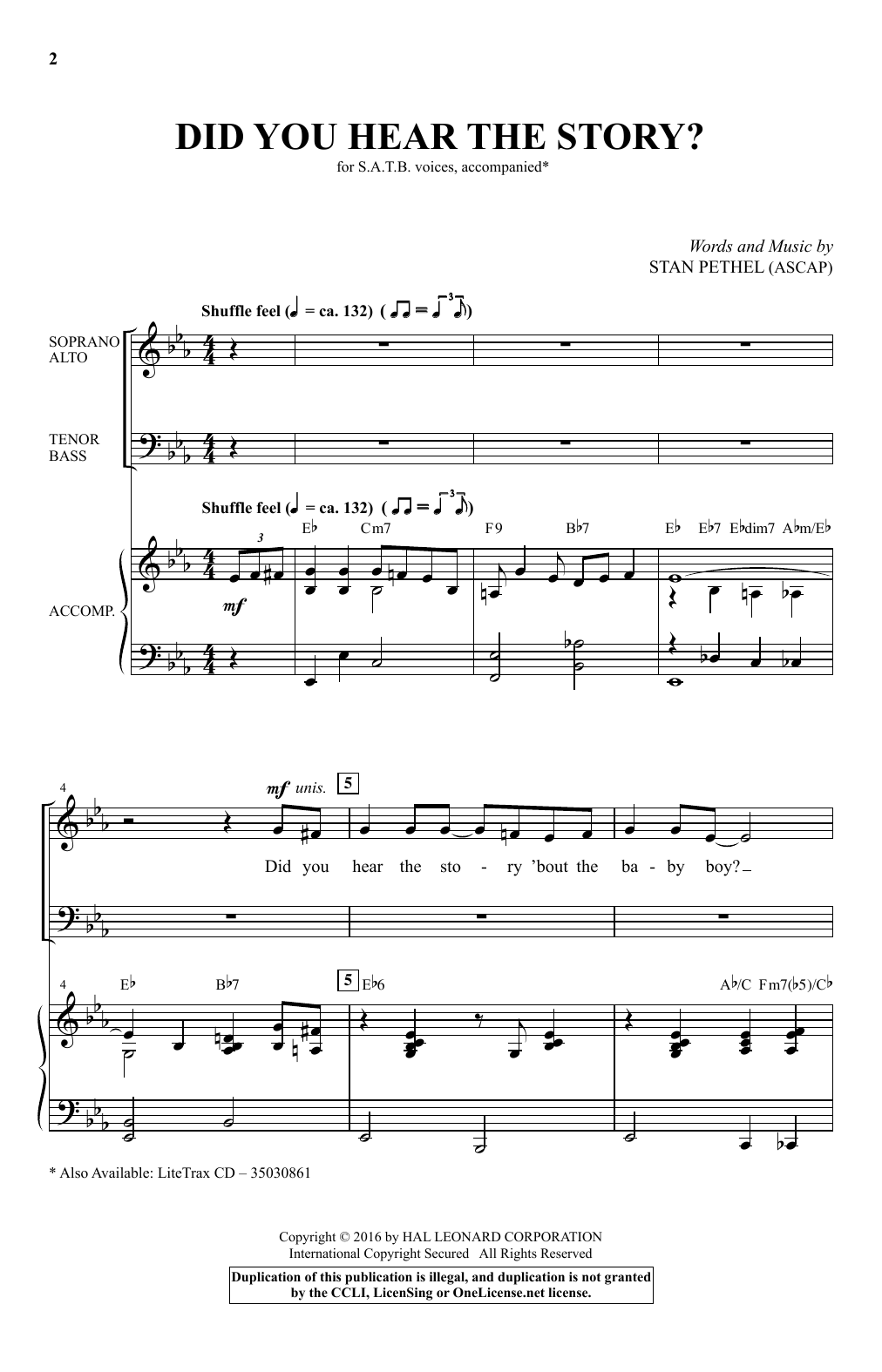 Learn to play Stan Pethel Did You Hear The Story? sheet music for SATB Choir in minutes. Price: 3.9900$ Stan Pethel Did You Hear The Story? sheet music notes and chords arranged for SATB Choir