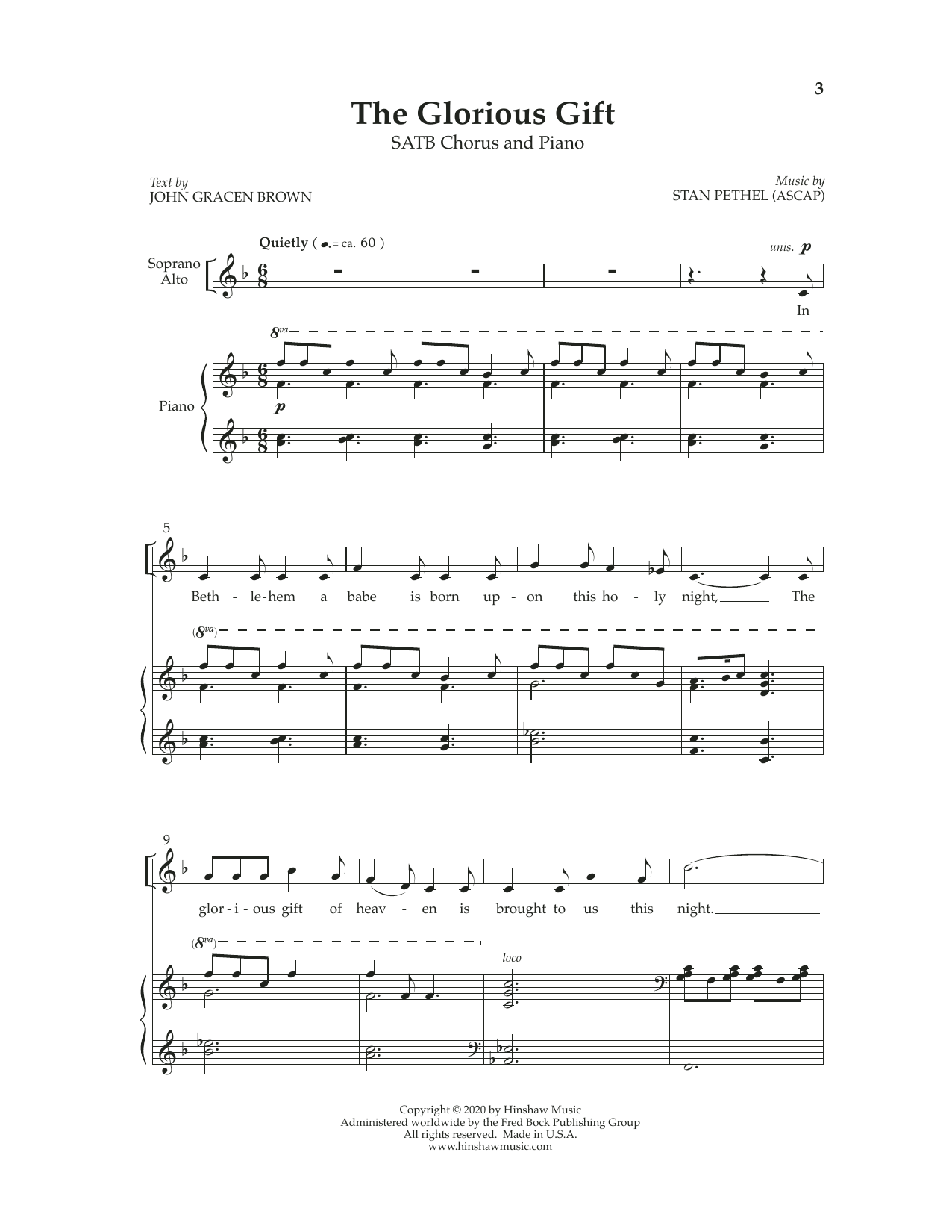 Learn to play Stan Pethel The Glorious Gift sheet music for SATB Choir in minutes. Price: 3.9900$ Stan Pethel The Glorious Gift sheet music notes and chords arranged for SATB Choir