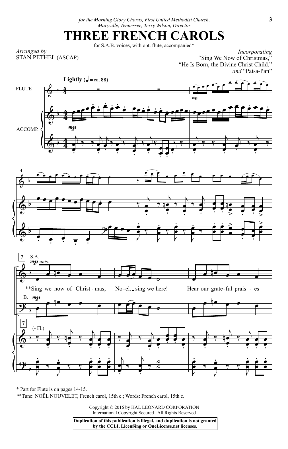 Learn to play Stan Pethel Three French Carols sheet music for SAB Choir in minutes. Price: 3.9900$ Stan Pethel Three French Carols sheet music notes and chords arranged for SAB Choir
