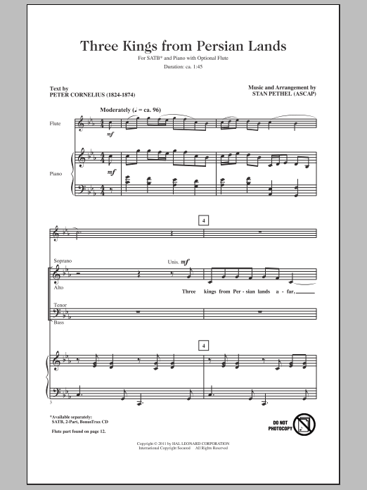 Learn to play Stan Pethel Three Kings From Persian Lands sheet music for 2-Part Choir in minutes. Price: 3.9900$ Stan Pethel Three Kings From Persian Lands sheet music notes and chords arranged for 2-Part Choir