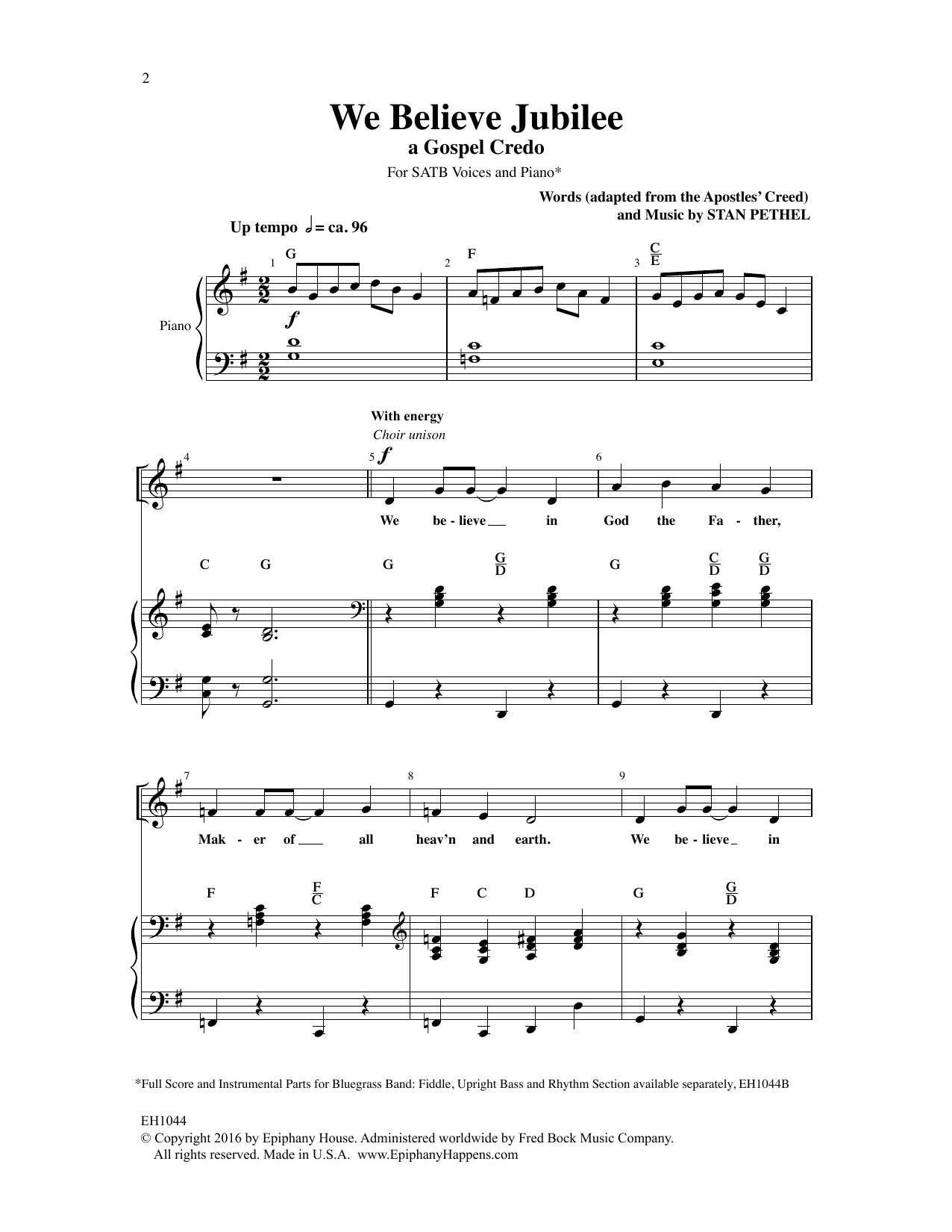 Stan Pethel We Believe Jubilee sheet music notes and chords. Download Printable PDF.