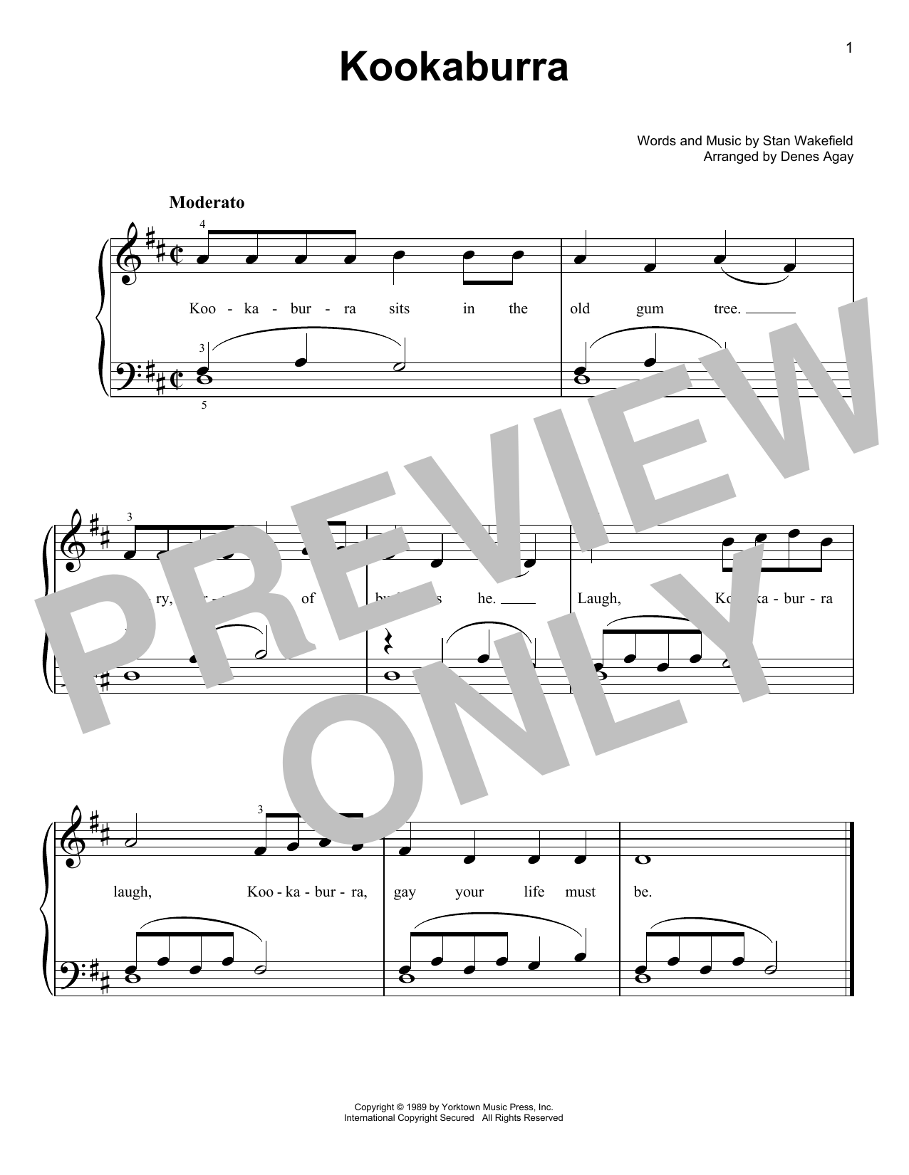 Learn to play Stan Wakefield The Kookaburra Laughed (arr. Denes Agay) sheet music for Easy Piano in minutes. Price: 6.9900$ Stan Wakefield The Kookaburra Laughed (arr. Denes Agay) sheet music notes and chords arranged for Easy Piano