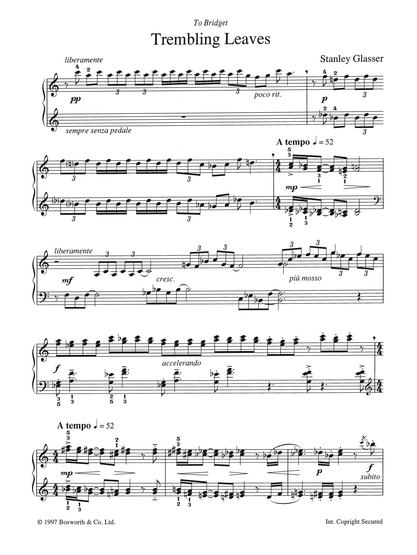 Stanley Glasser Trembling Leaves sheet music notes and chords. Download Printable PDF.