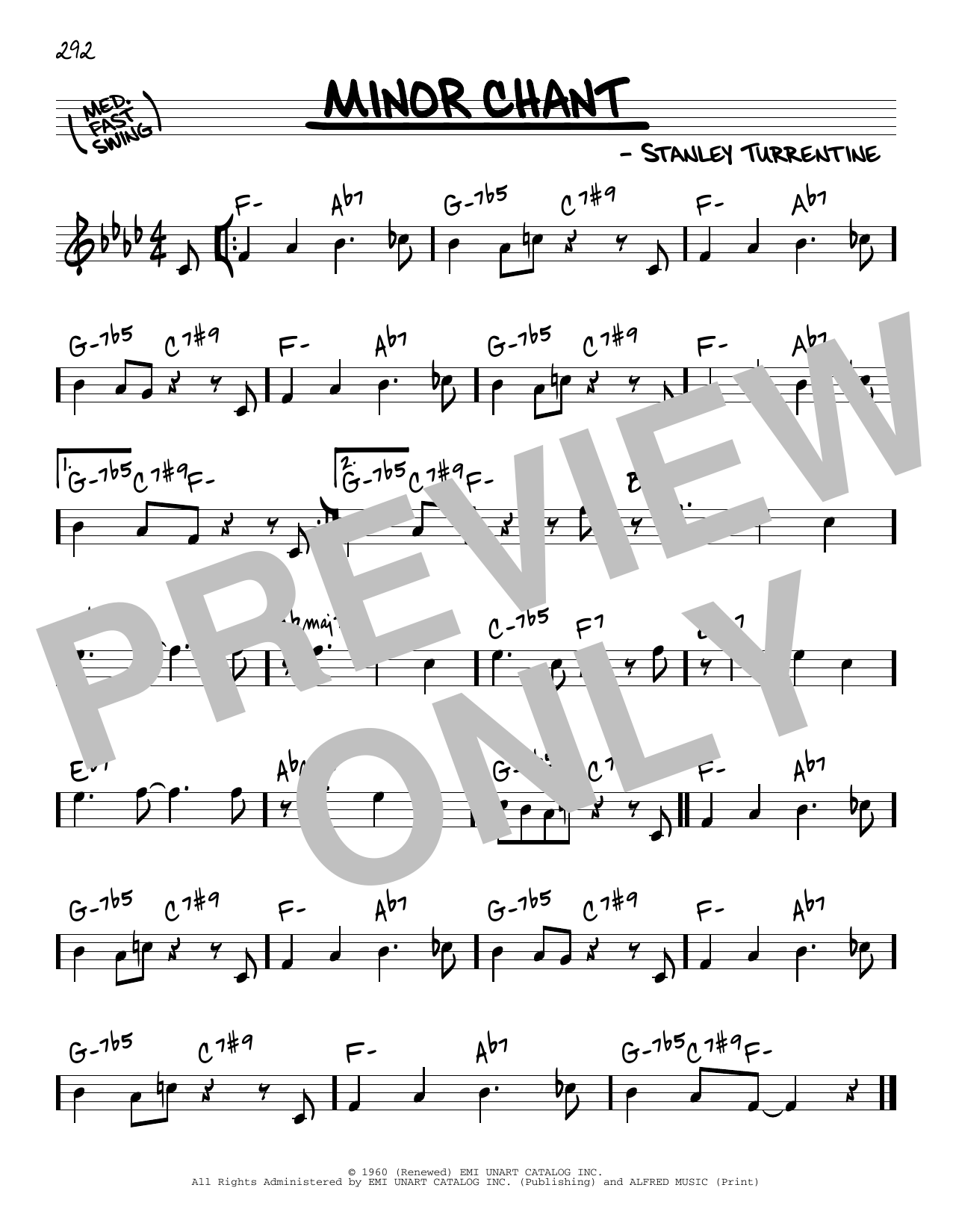 Stanley Turrentine Minor Chant sheet music notes and chords. Download Printable PDF.