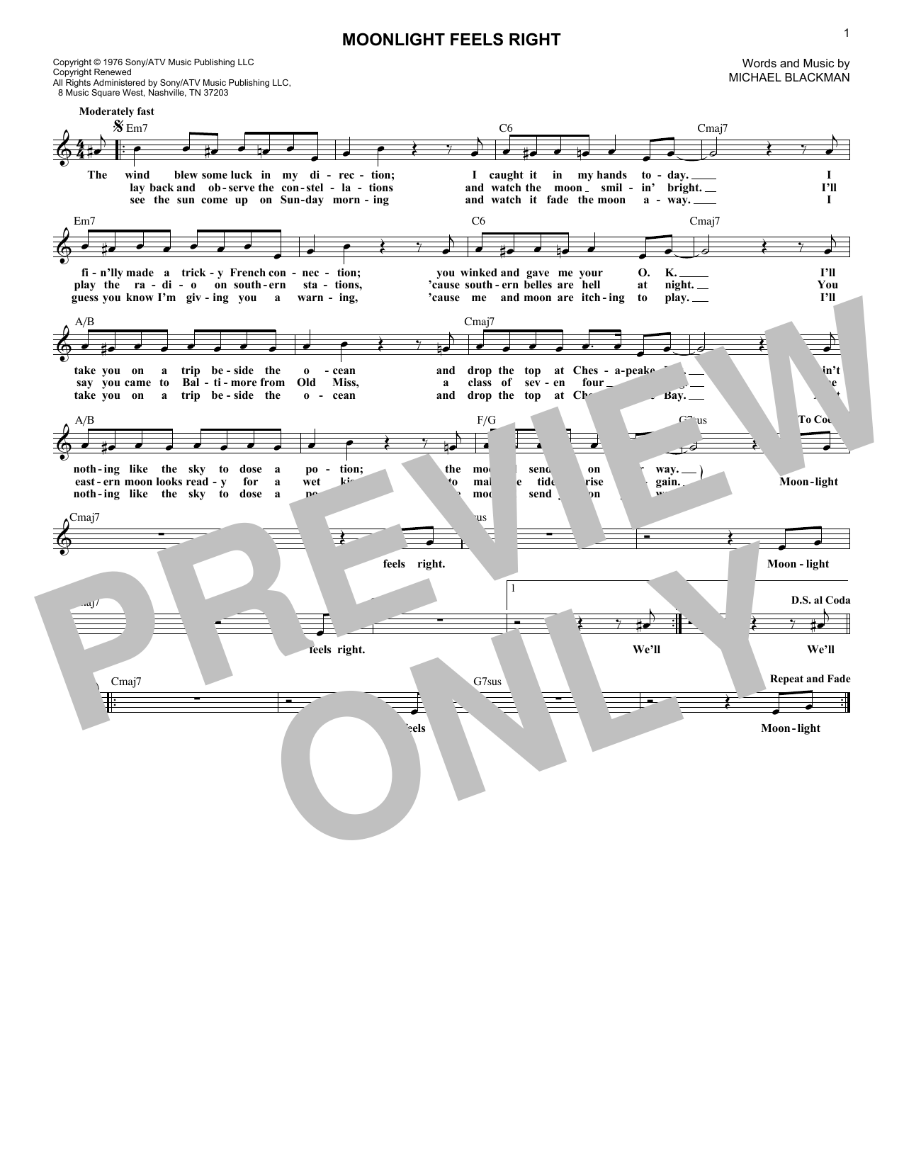 Learn to play Starbuck Moonlight Feels Right sheet music for Lead Sheet / Fake Book in minutes. Price: 5.9900$ Starbuck Moonlight Feels Right sheet music notes and chords arranged for Lead Sheet / Fake Book