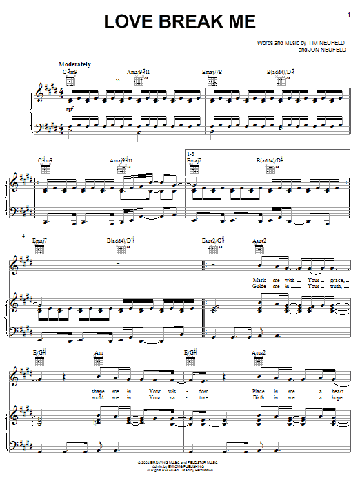 Starfield Love Break Me sheet music notes and chords. Download Printable PDF.