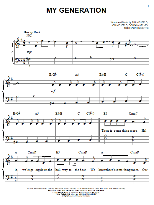 Starfield My Generation sheet music notes and chords. Download Printable PDF.