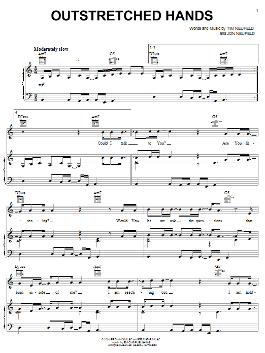 Starfield Outstretched Hands sheet music notes and chords. Download Printable PDF.