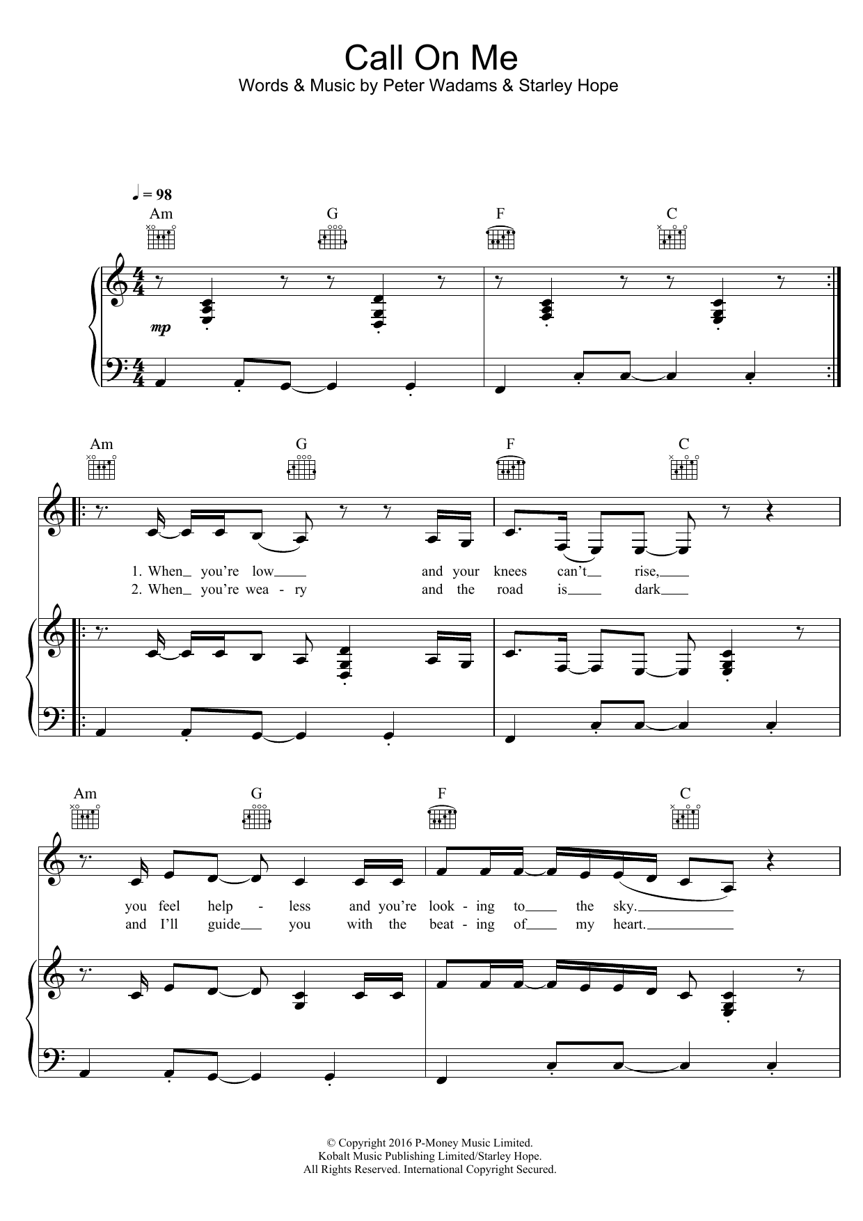 Starley Call On Me sheet music notes and chords. Download Printable PDF.