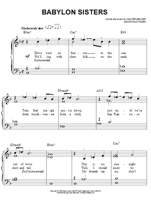 Steely Dan Babylon Sisters sheet music notes and chords. Download Printable PDF.