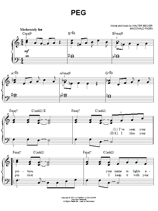 Steely Dan Peg sheet music notes and chords. Download Printable PDF.