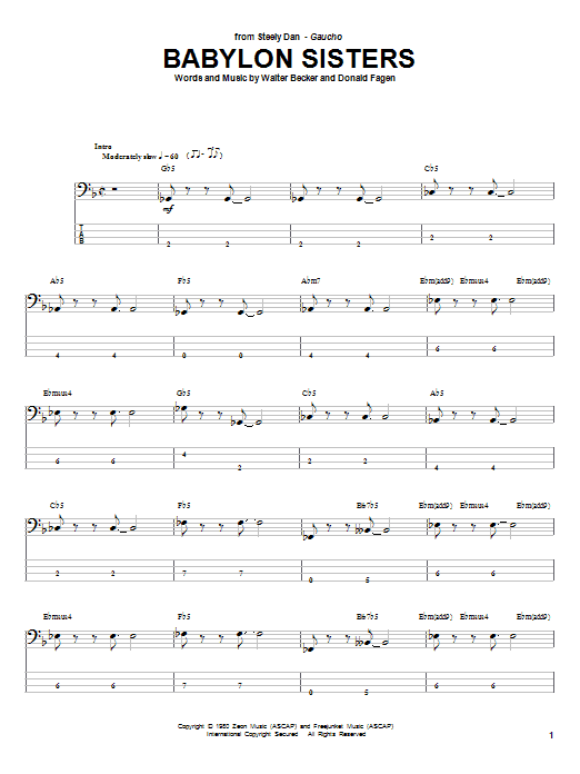 Steely Dan Babylon Sisters sheet music notes and chords. Download Printable PDF.
