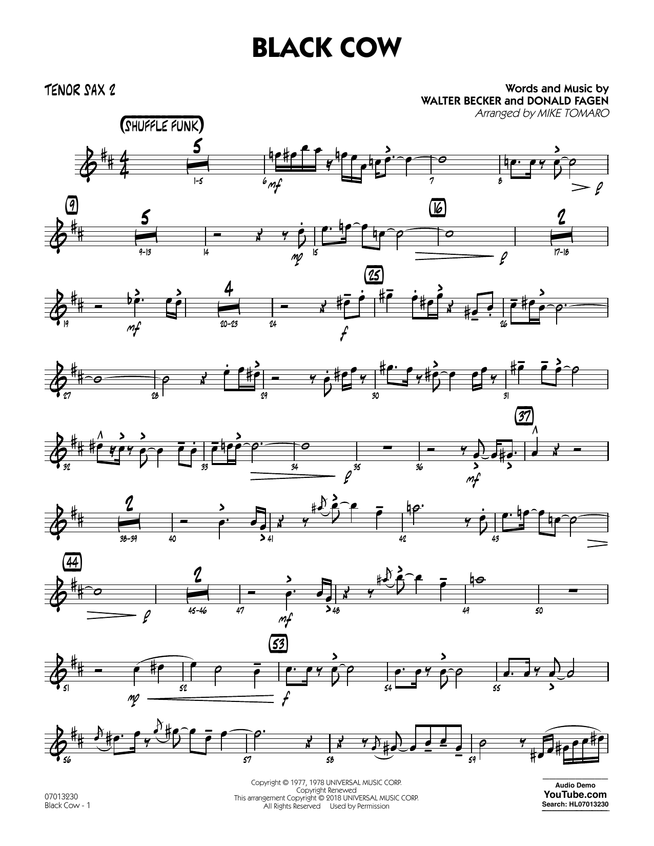 Steely Dan Black Cow Arr Mike Tomaro Tenor Sax 2 Sheet Music Pdf Notes Chords Jazz Score Jazz Ensemble Download Printable Sku 403945