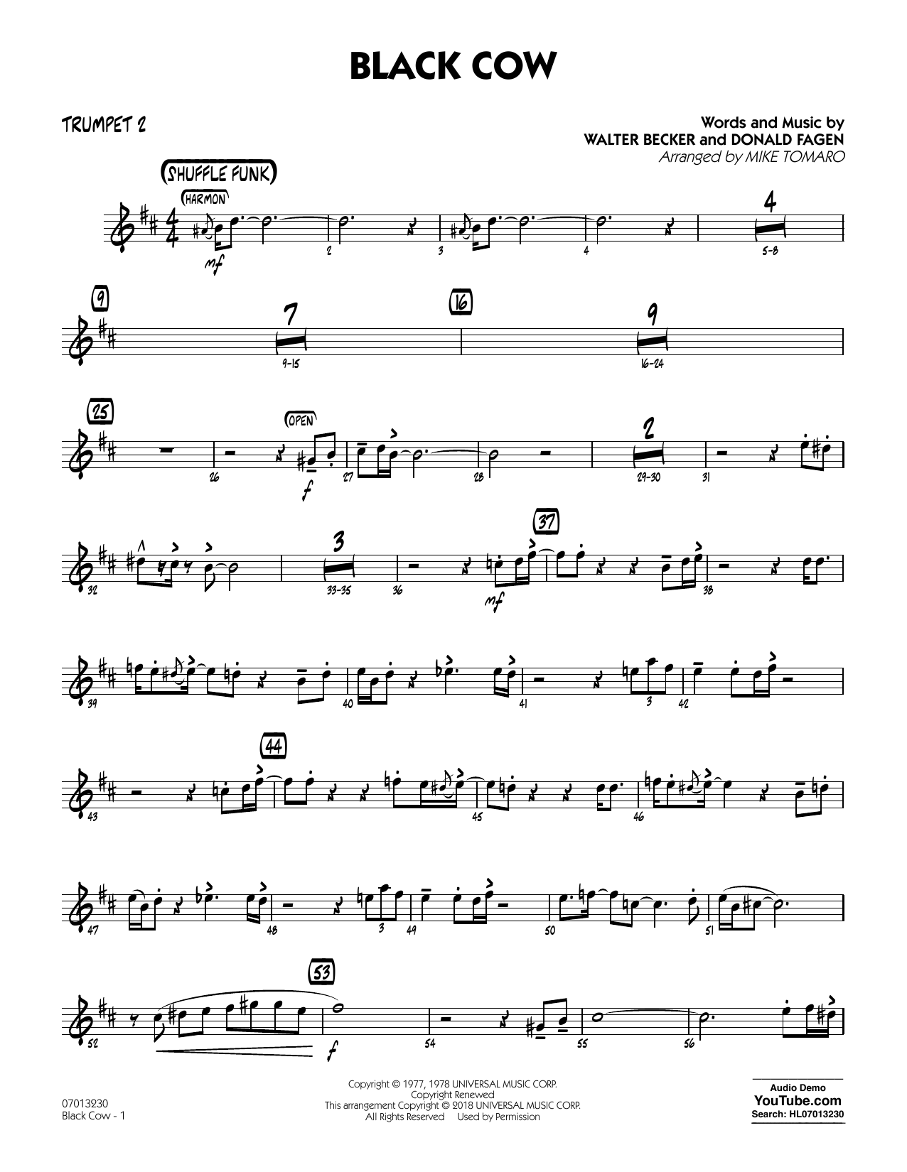 Steely Dan Black Cow Arr Mike Tomaro Trumpet 2 Sheet Music Pdf Notes Chords Jazz Score Jazz Ensemble Download Printable Sku 403948