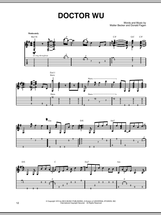 Steely Dan Doctor Wu sheet music notes and chords. Download Printable PDF.