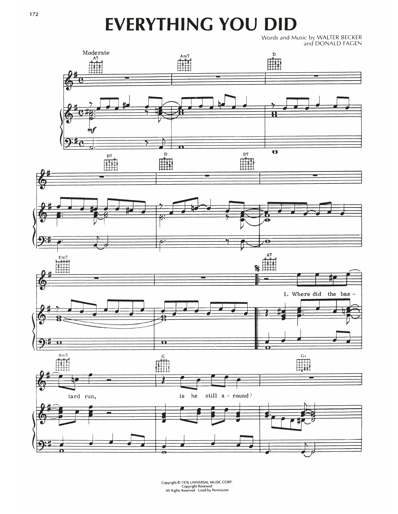 Steely Dan Everything You Did sheet music notes and chords. Download Printable PDF.