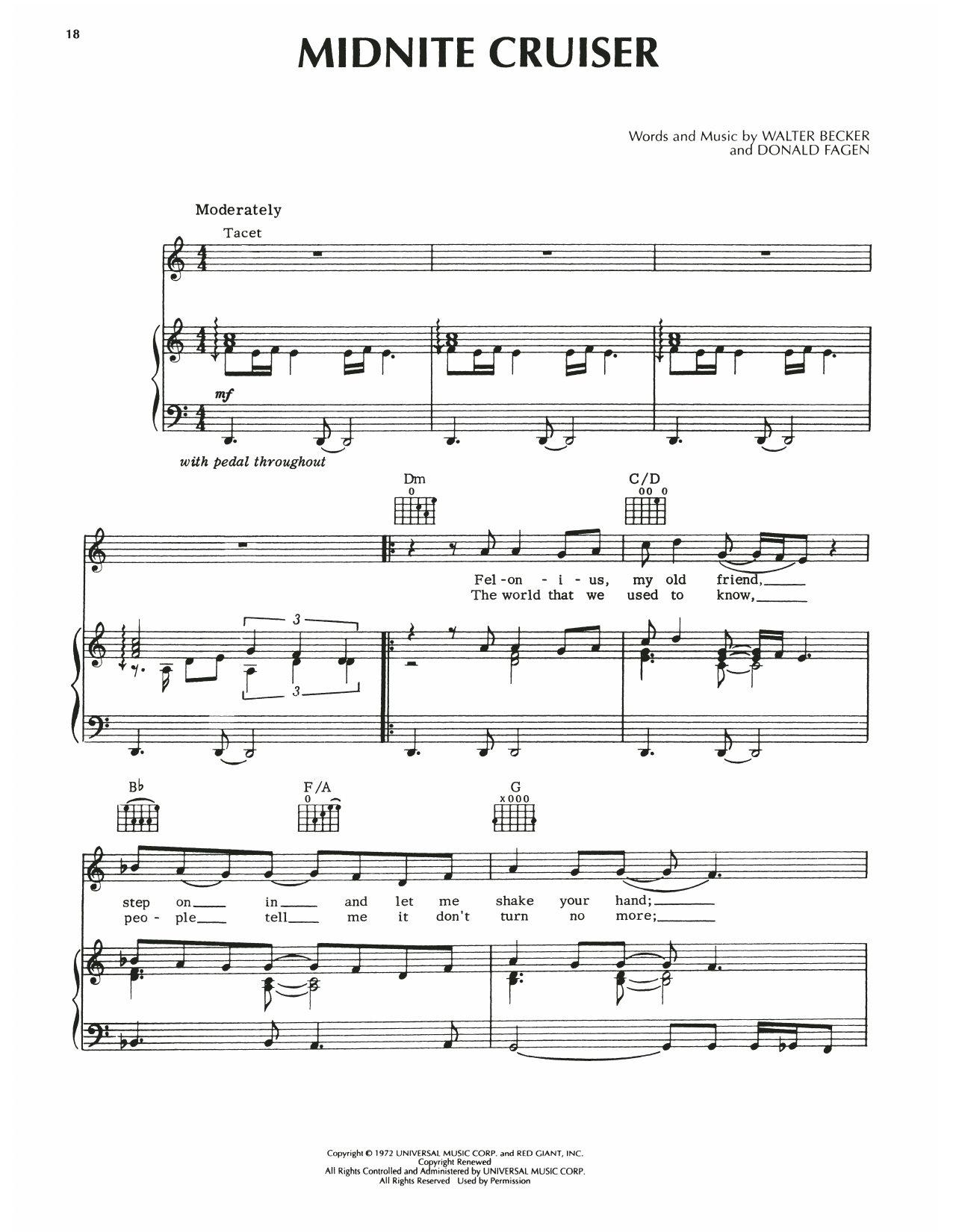 Steely Dan Midnite Cruiser sheet music notes and chords. Download Printable PDF.