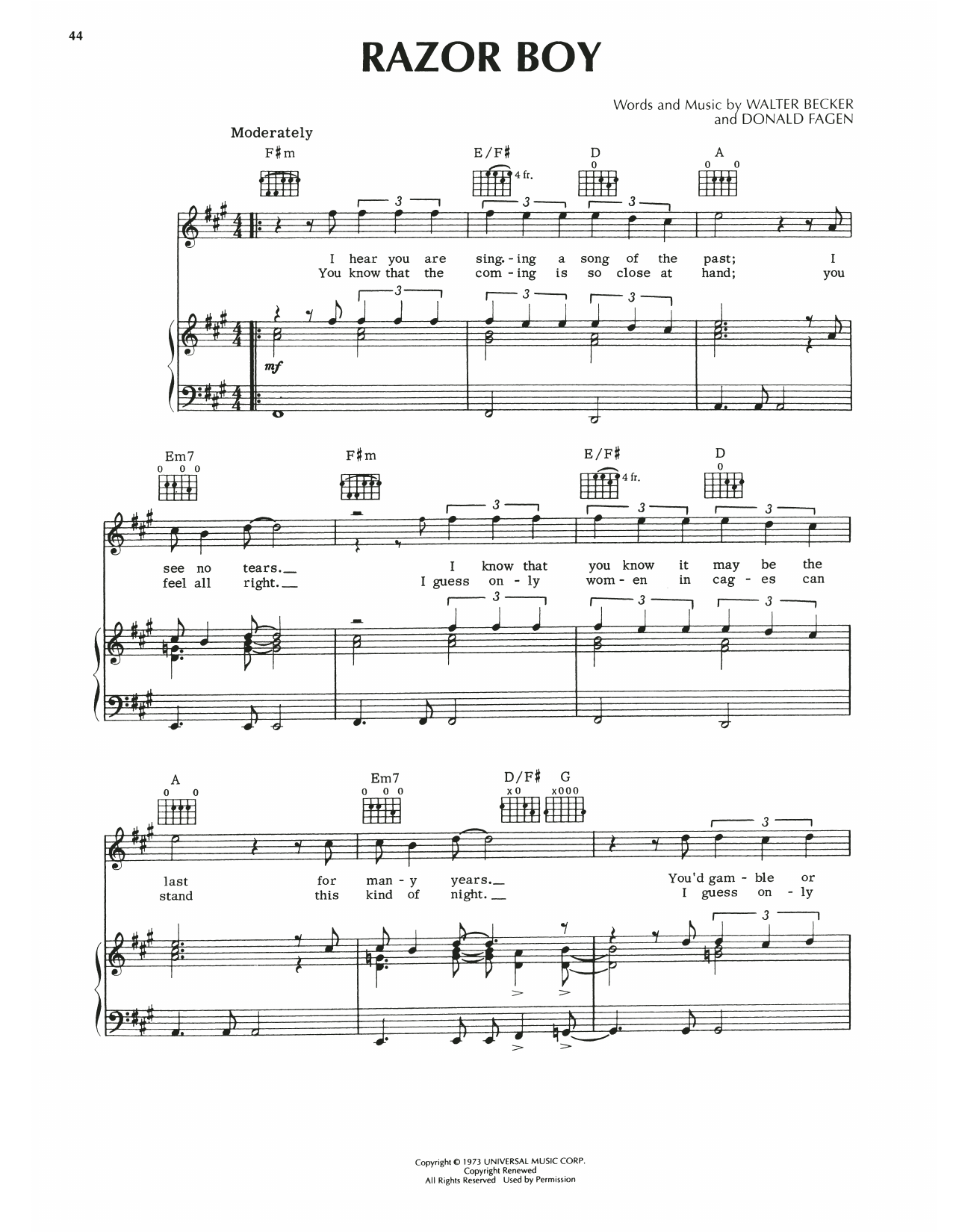 Steely Dan Razor Boy sheet music notes and chords. Download Printable PDF.