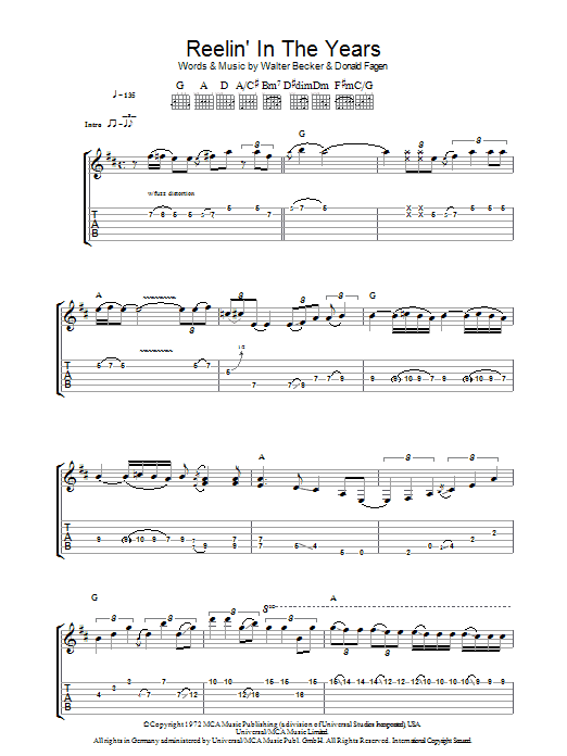 Learn to play Steely Dan Reelin' In The Years sheet music for Guitar Tab in minutes. Steely Dan Reelin' In The Years sheet music notes and chords. Download Printable PDF.