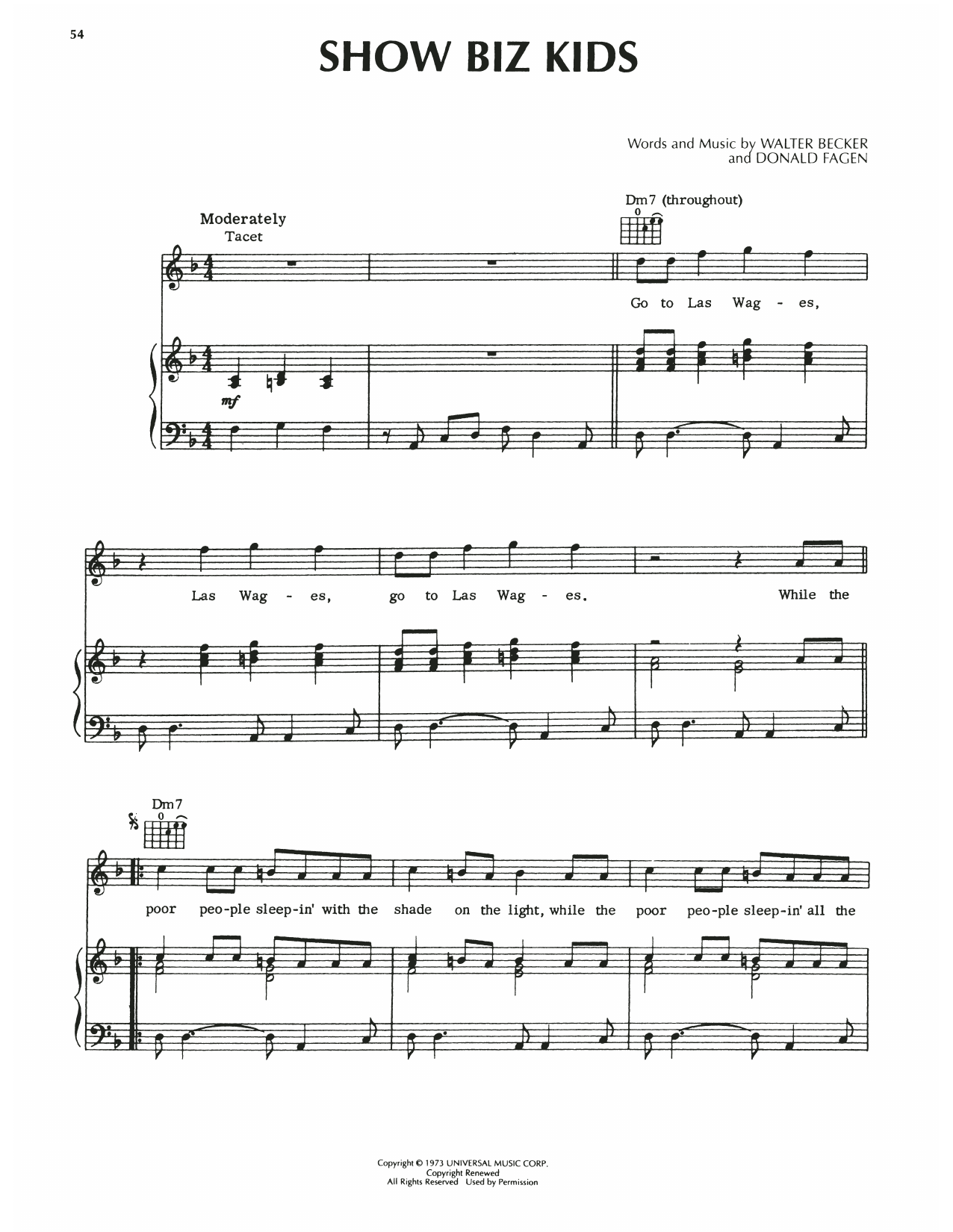 Steely Dan Show Biz Kids sheet music notes and chords. Download Printable PDF.