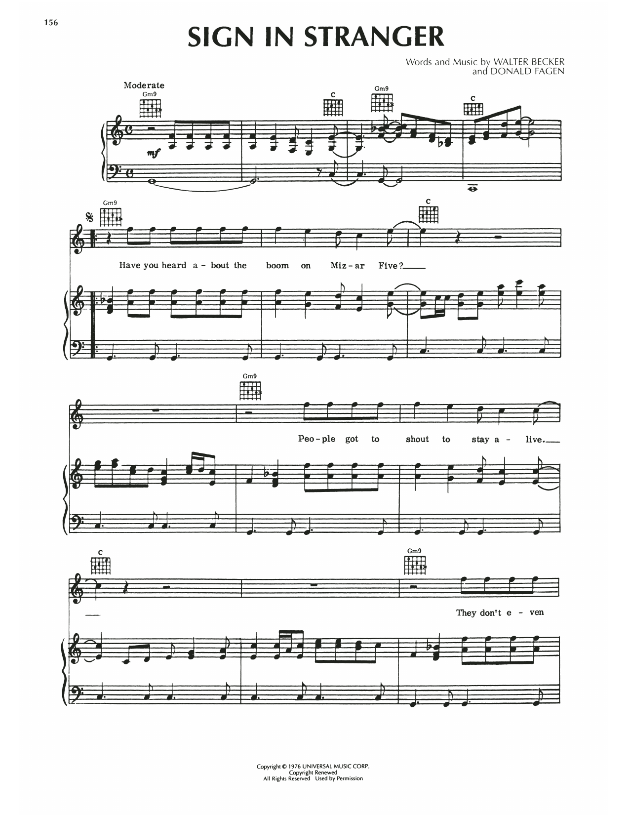 Steely Dan Sign In Stranger sheet music notes and chords. Download Printable PDF.