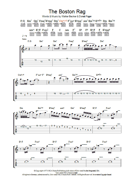 Steely Dan The Boston Rag sheet music notes and chords. Download Printable PDF.