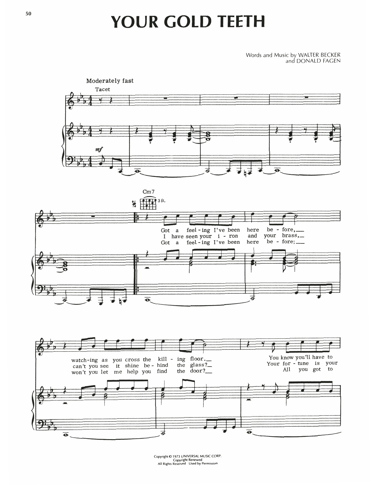 Steely Dan Your Gold Teeth sheet music notes and chords. Download Printable PDF.