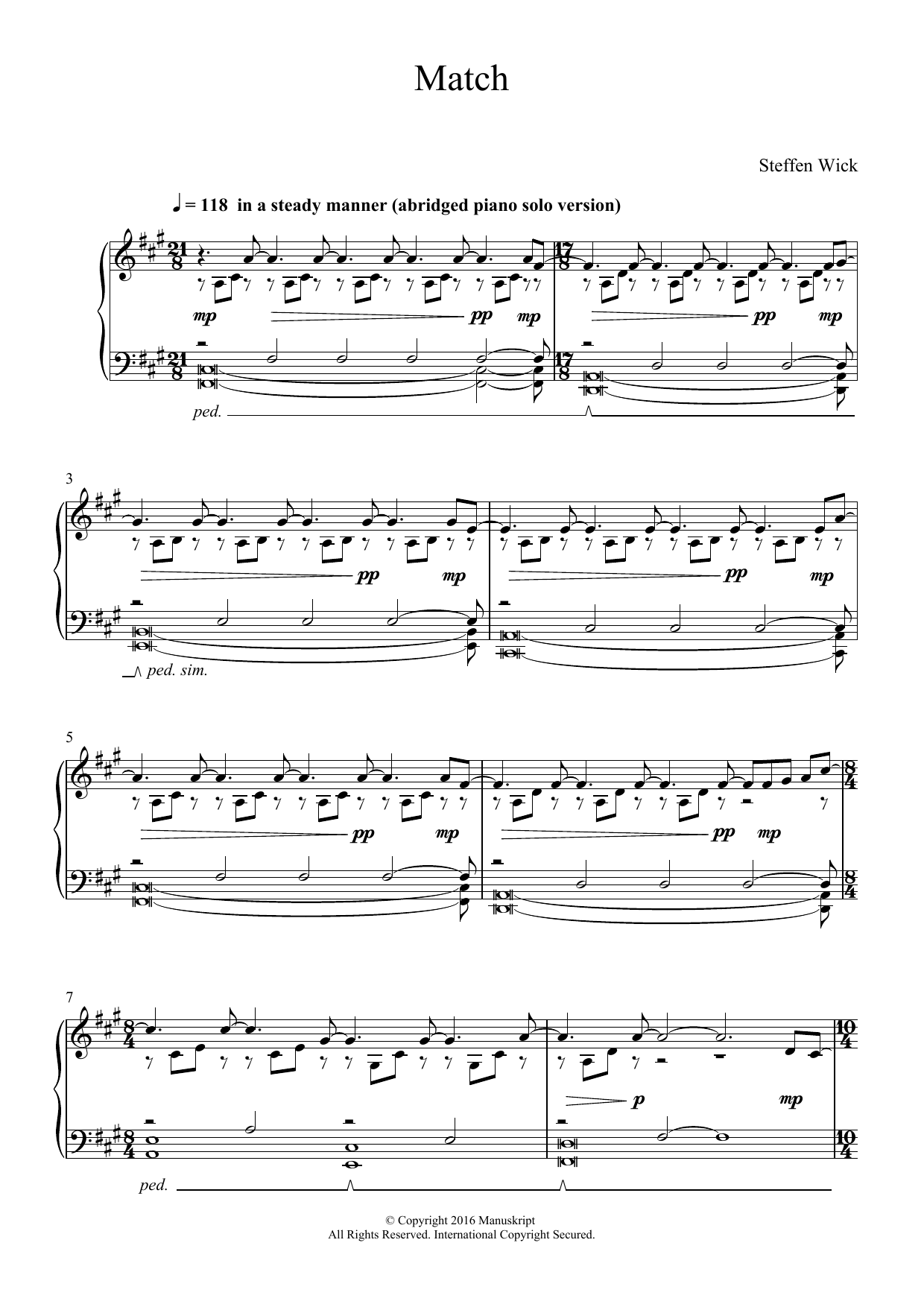 Learn to play Steffen Wick Match sheet music for Piano Solo in minutes. Steffen Wick Match sheet music notes and chords