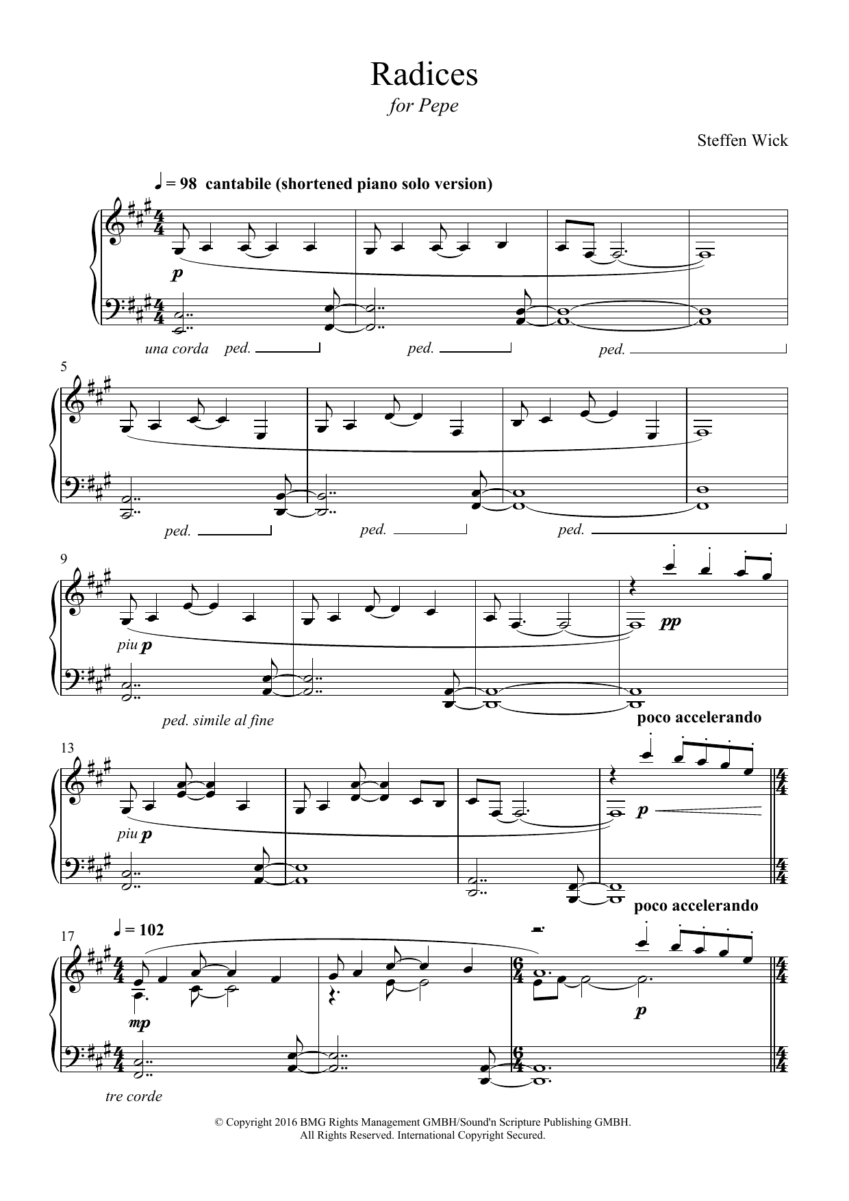 Learn to play Steffen Wick Radices sheet music for Piano Solo in minutes. Steffen Wick Radices sheet music notes and chords. Download Printable PDF.