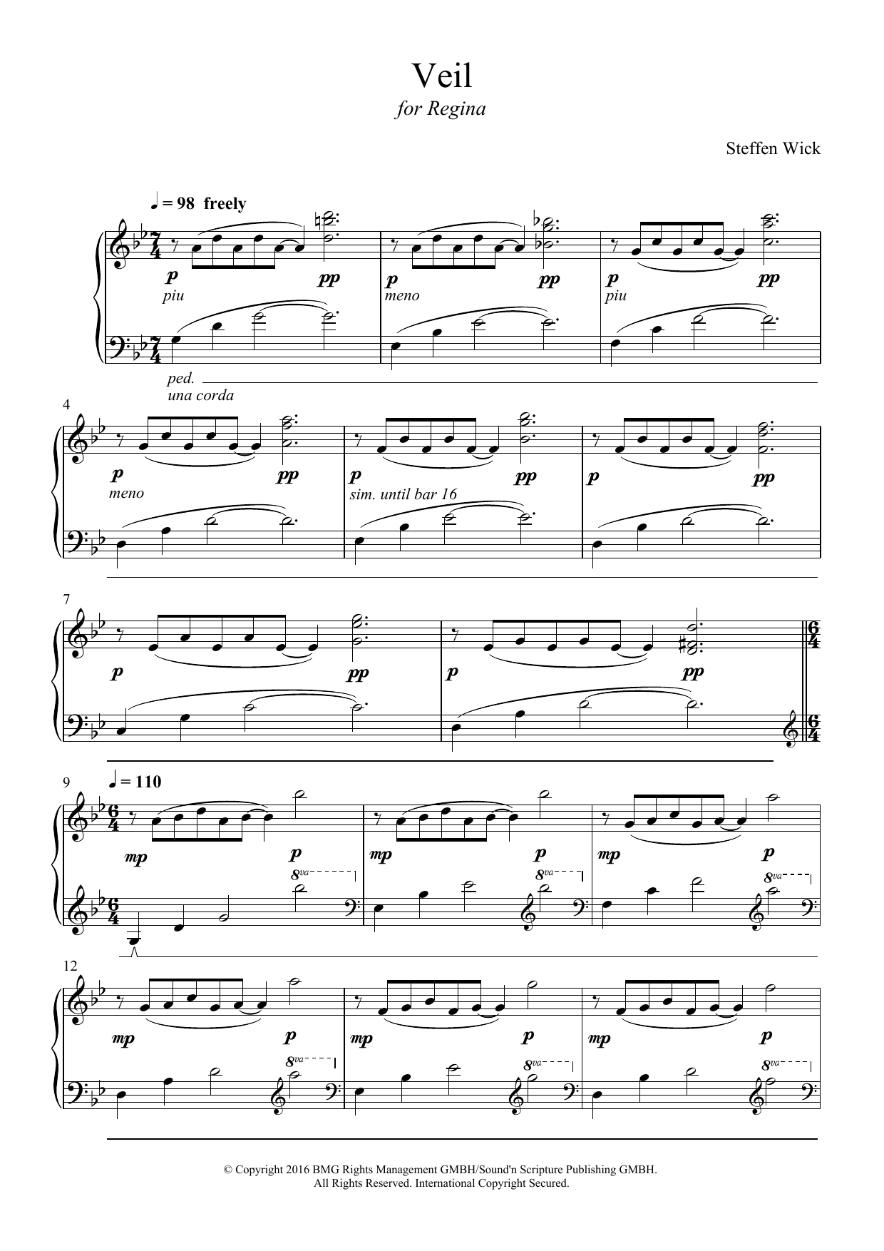 Steffen Wick Veil sheet music notes and chords. Download Printable PDF.