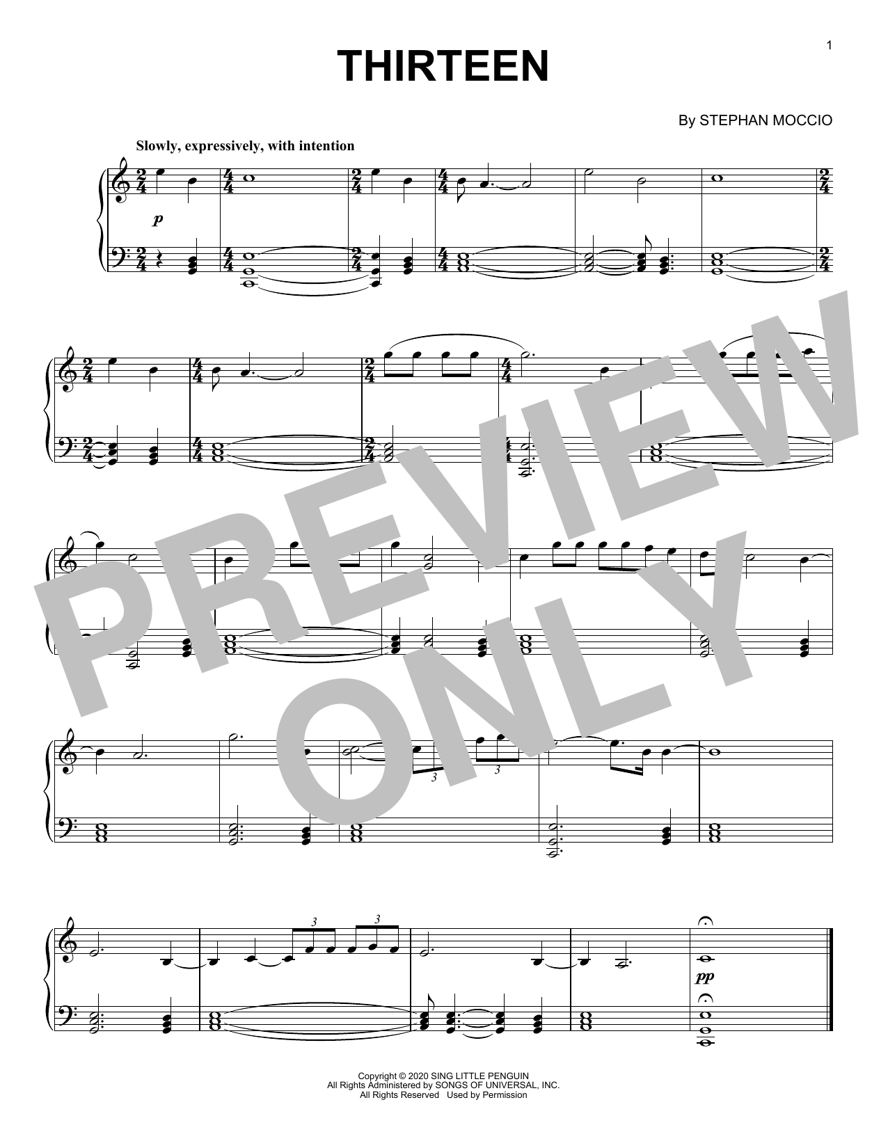 Learn to play Stephan Moccio Thirteen sheet music for Piano Solo in minutes. Price: 7.8900$ Stephan Moccio Thirteen sheet music notes and chords arranged for Piano Solo