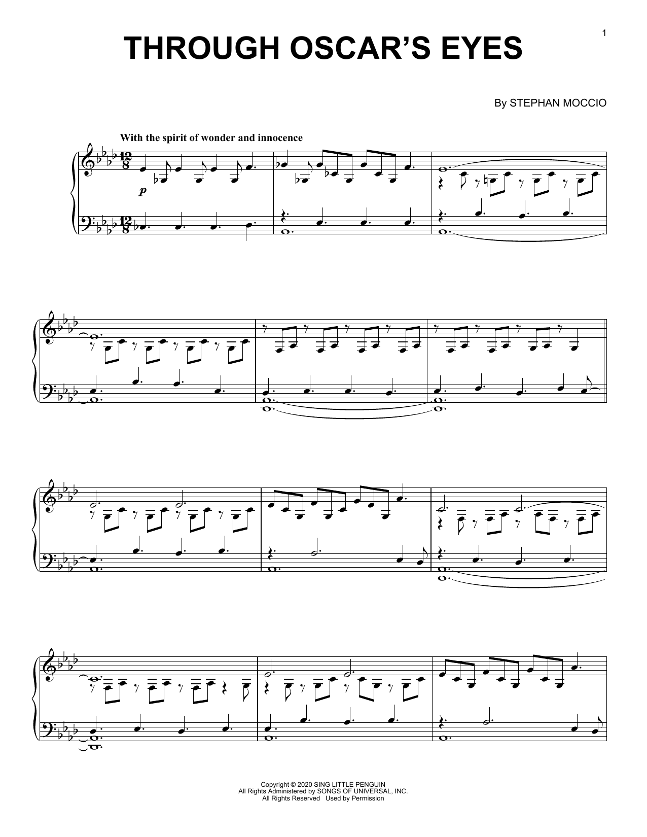Learn to play Stephan Moccio Through Oscar's Eyes sheet music for Piano Solo in minutes. Price: 7.8900$ Stephan Moccio Through Oscar's Eyes sheet music notes and chords arranged for Piano Solo