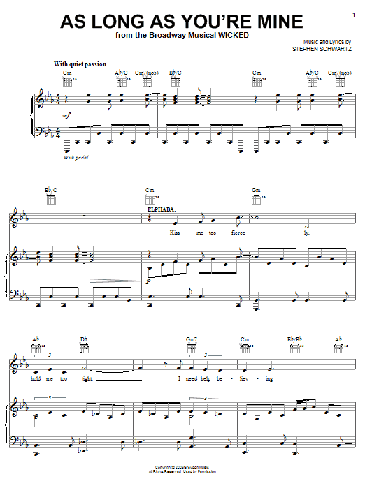 Stephen Schwartz As Long As You're Mine (from Wicked) sheet music notes and chords. Download Printable PDF.