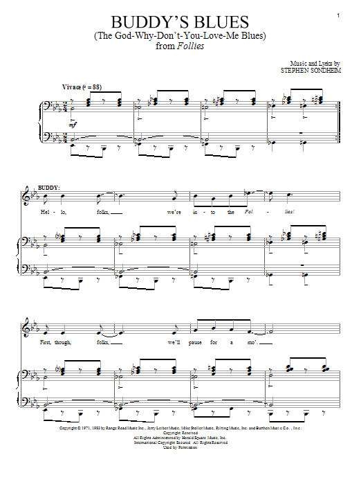 Stephen Sondheim Buddy's Blues (The God-Why-Don't-You-Love-Me Blues) sheet music notes and chords. Download Printable PDF.