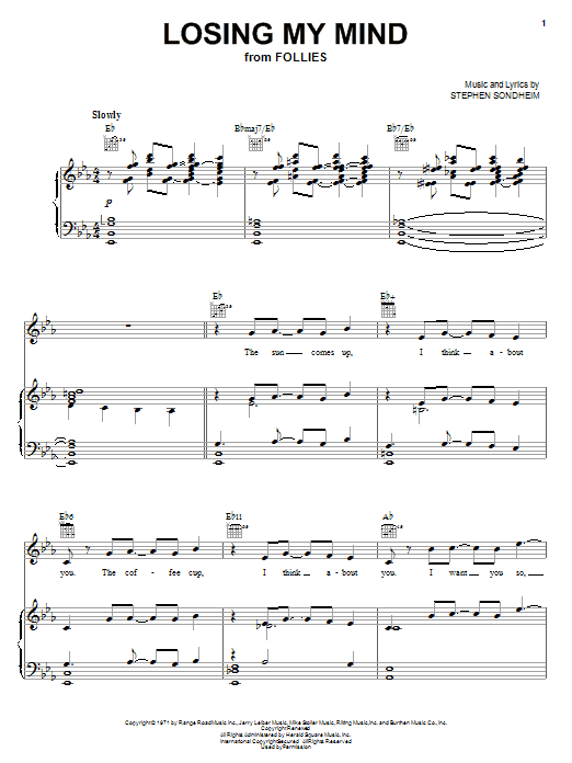 Stephen Sondheim Losing My Mind sheet music notes and chords - Download Printable PDF and start playing in minutes.